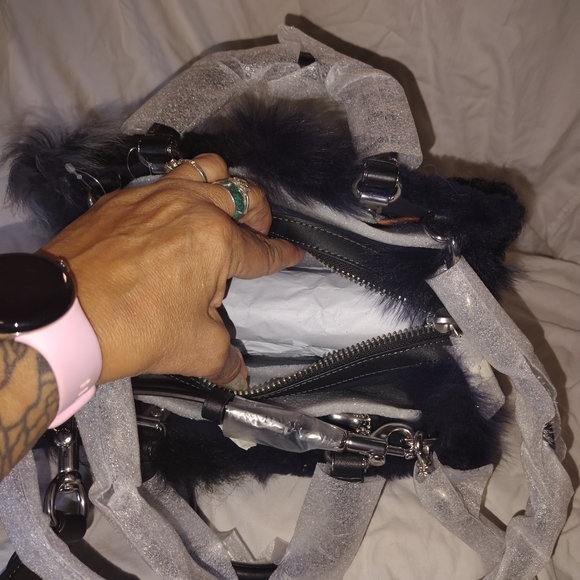 Coach Black and Gray Faux Fur Bag - Picture 5 of 5